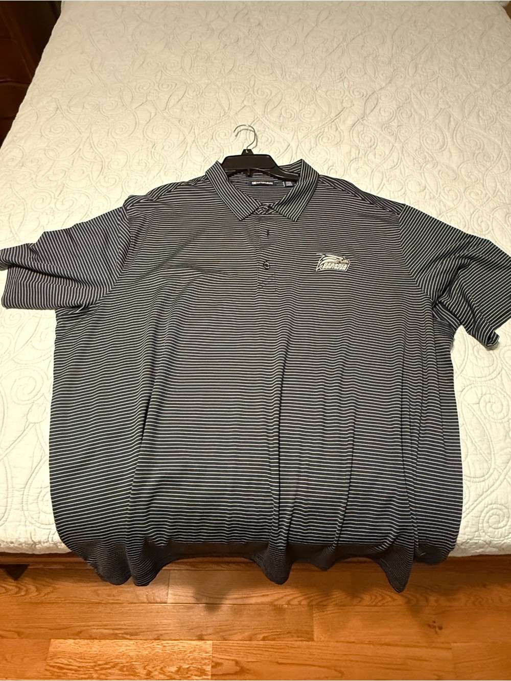 Cutter & Buck GSU Navy and White Striped Polo Shirt